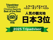 人気の観光部門スポット「日本3位」 2025トラベラーズチョイスアワード